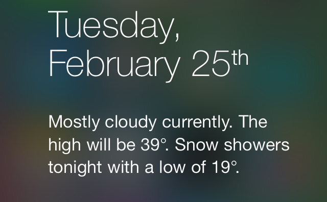 iOS 7 Notification Center Today weather