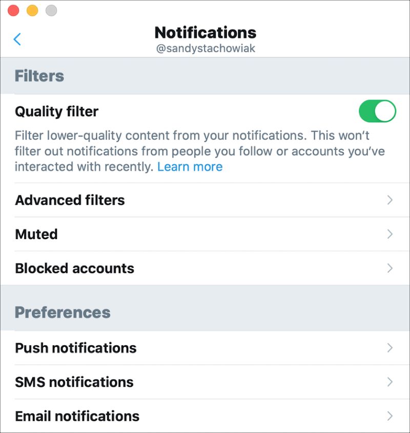 Application Twitter Notifications Mac