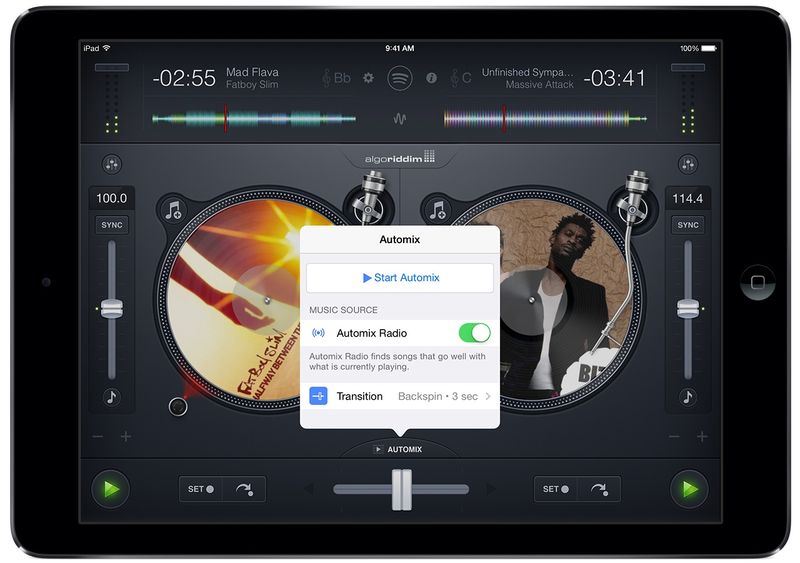 djay and Spotify (iPad screenshot 004, Auto Mix Radio)