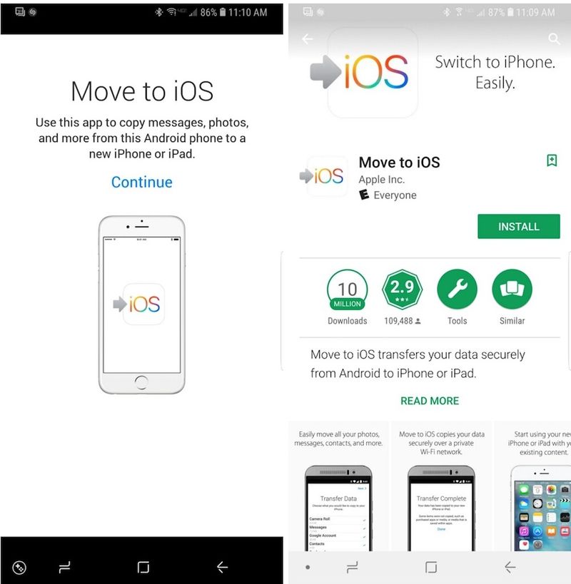 Android vers iOS