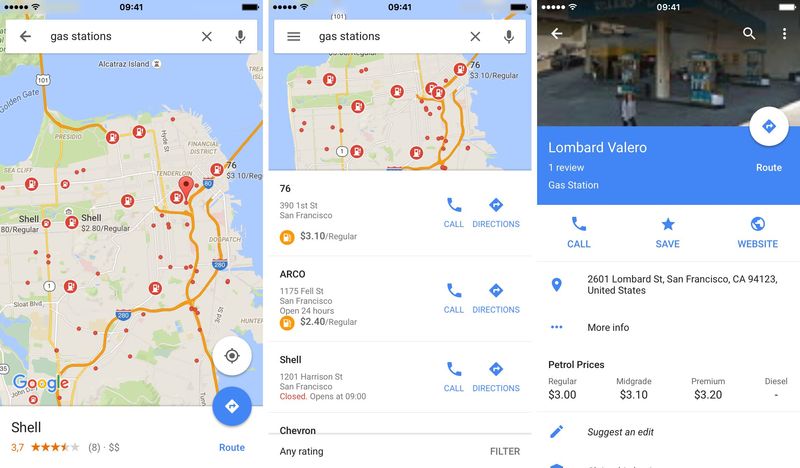 Google Maps 4.13 for iOS gas prices iPhone screenshot 001