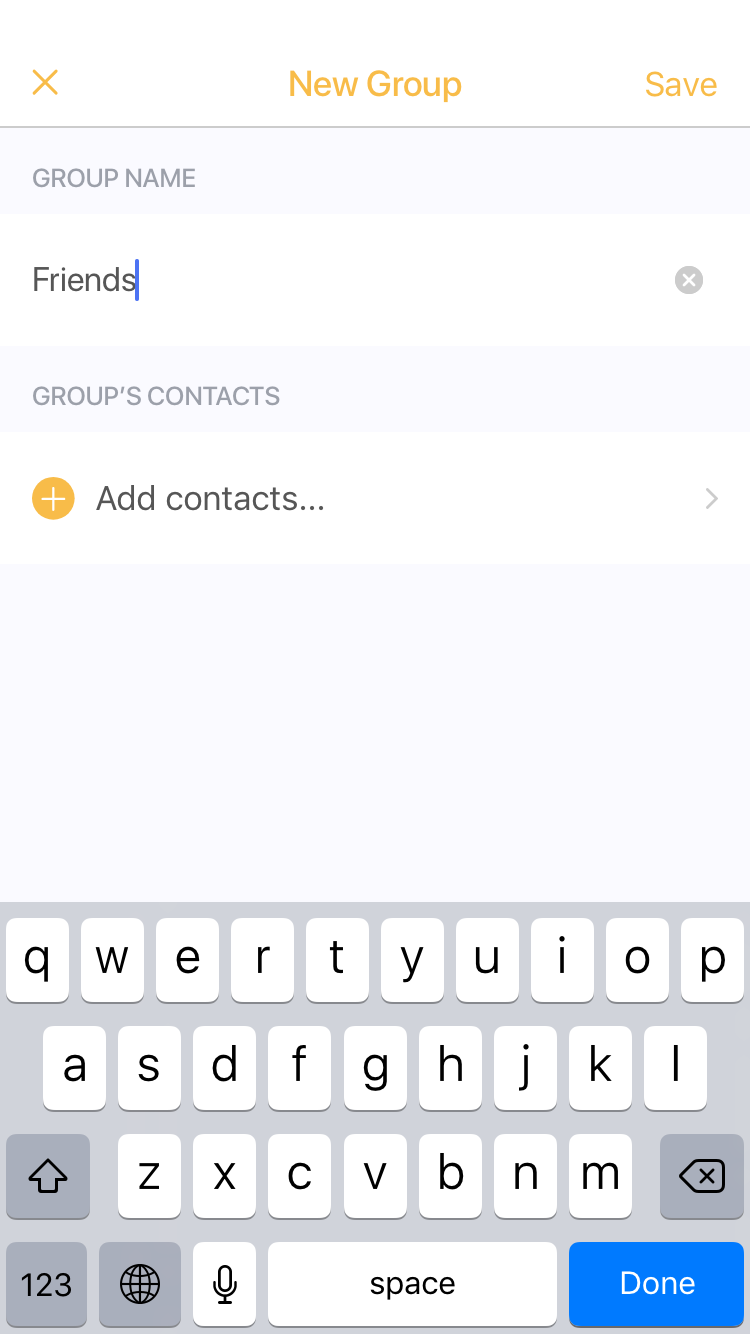 Nommez le nouveau groupe de contacts