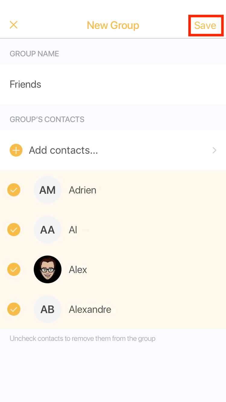 Enregistrer le groupe