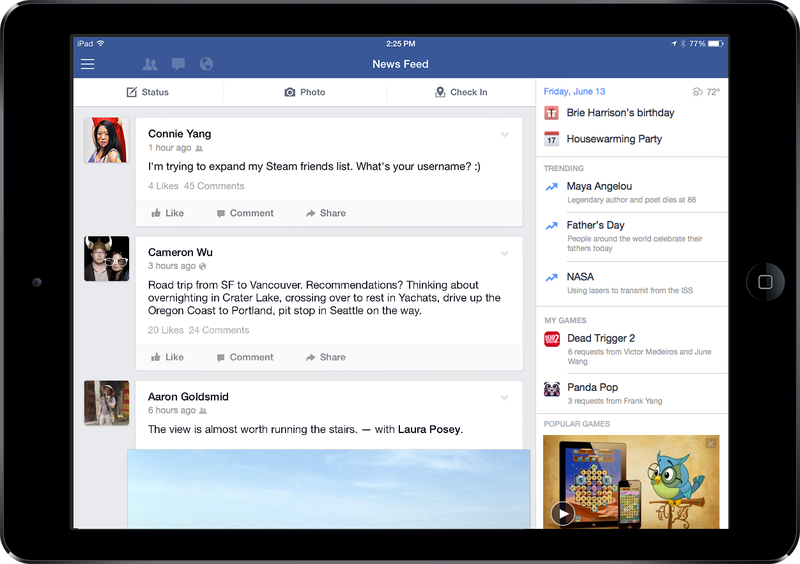 Facebook for iPad (Entertainment bar 001)