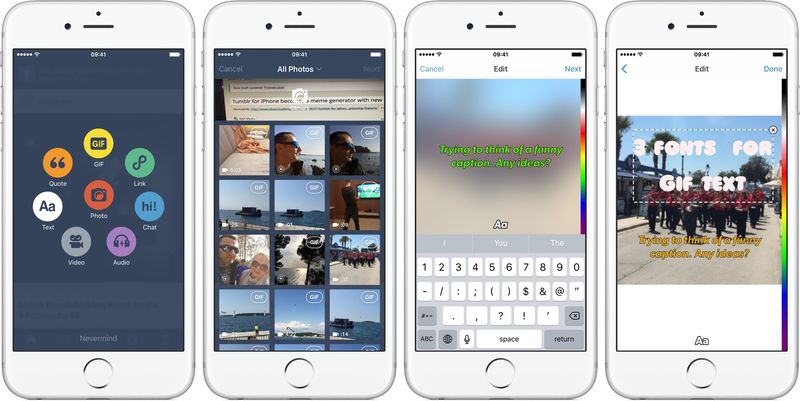 Tumblr 6.1.1. pour iOS Légendes GIF Capture d