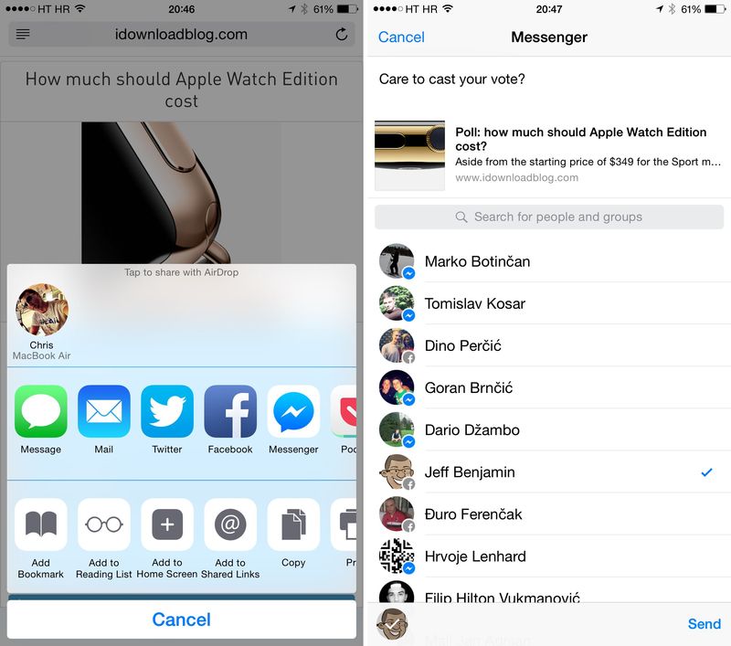 Facebook Messenger 22 for iOS iPhone screenshot 003