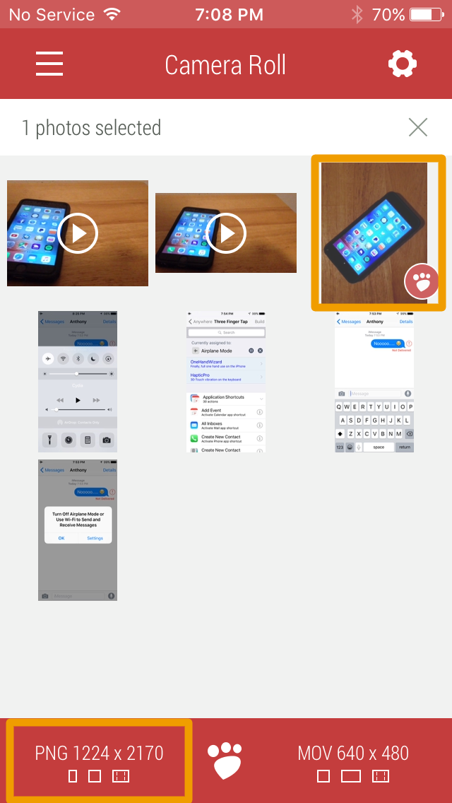 Select photos to resize