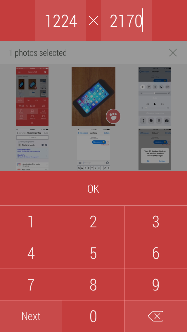 Select width and height of photo