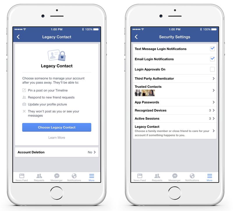 Facebook Legacy Contact iPhone screenshot 001