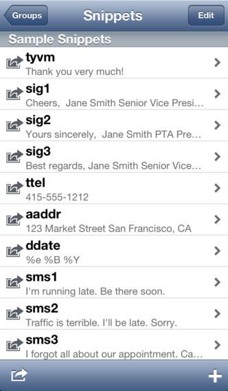 TextExpander 2.3 for iOS (iPhone screenshot 001)