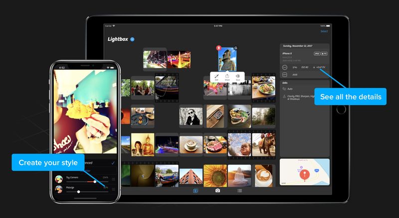 iPhone photography camera+ 2 update iPhone and iPad interface