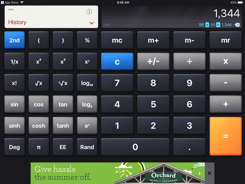 Calculatrice sur iPad