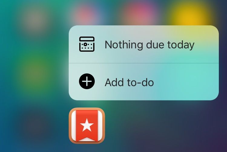 Wunderlist 3.4 for iOS 3D Touch Home screen shortcuts iPhone 6s screenshot 001