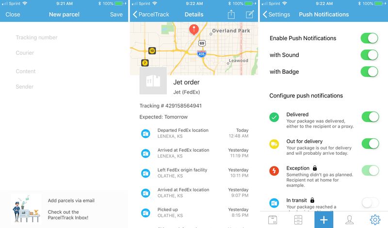 ParcelTrack sur iPhone