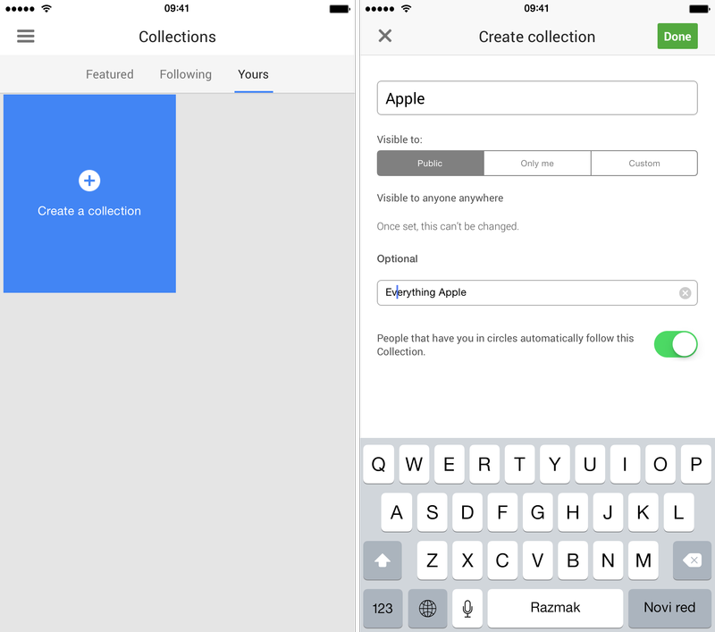 Google Plus 4.8.5 for iOS Collections iPhone screenshot 002