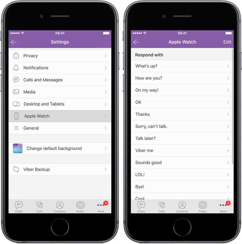 Viber 6.1 for iOS Apple Watch canned responses screenshot 001