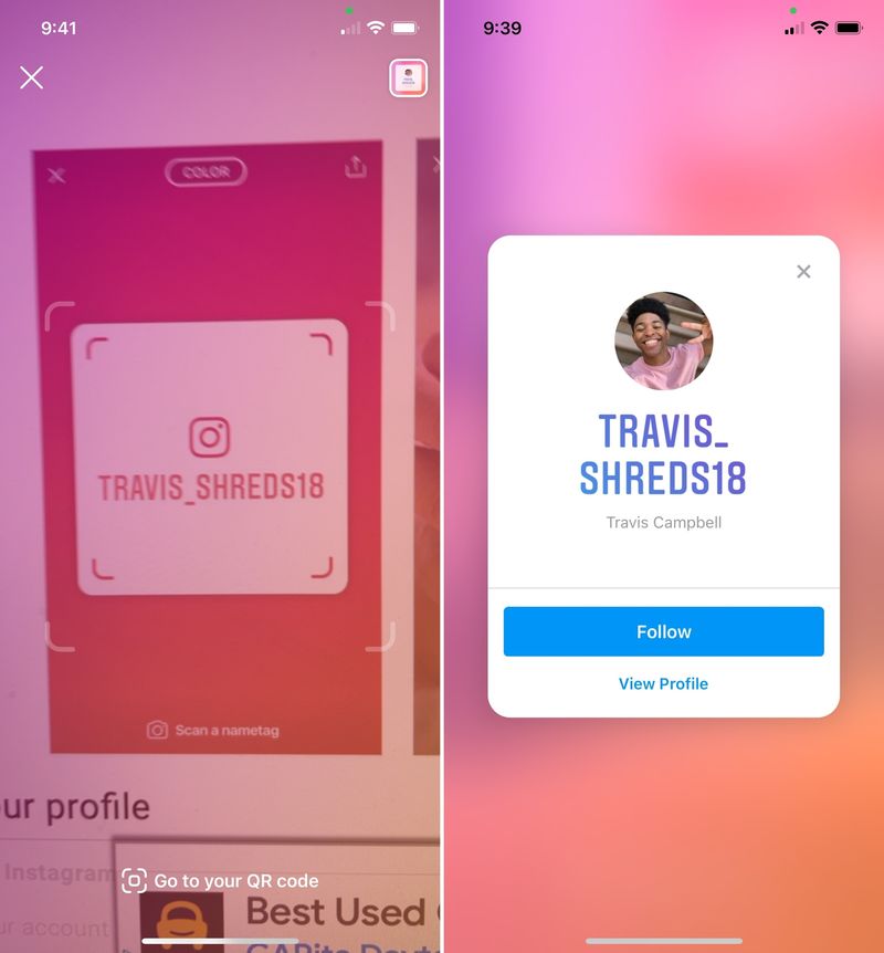 Instagram Scan Nametag