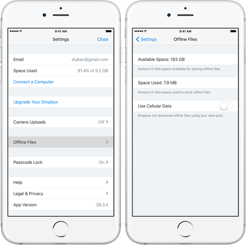 Afficher la taille des fichiers hors ligne sur iPhone