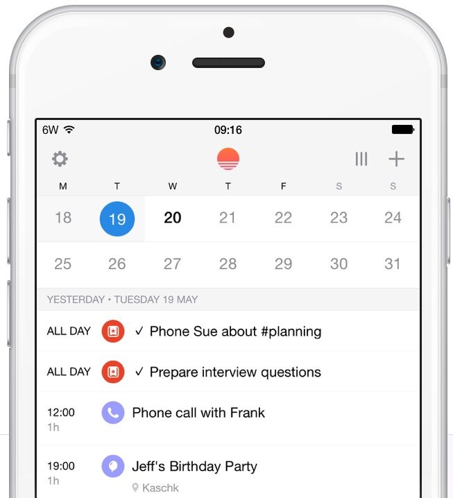 Sunrise Wunderlist integration iPhone screenshot 001
