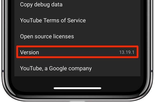 YouTube for iPhone version number