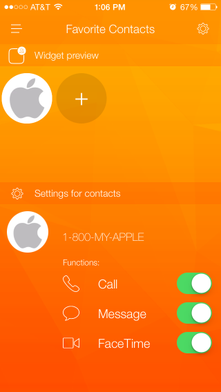 Favorite Contacts Launcher Settings