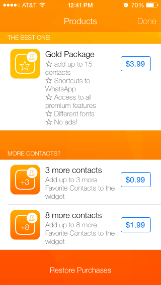 Favorite Contacts Launcher Purchases