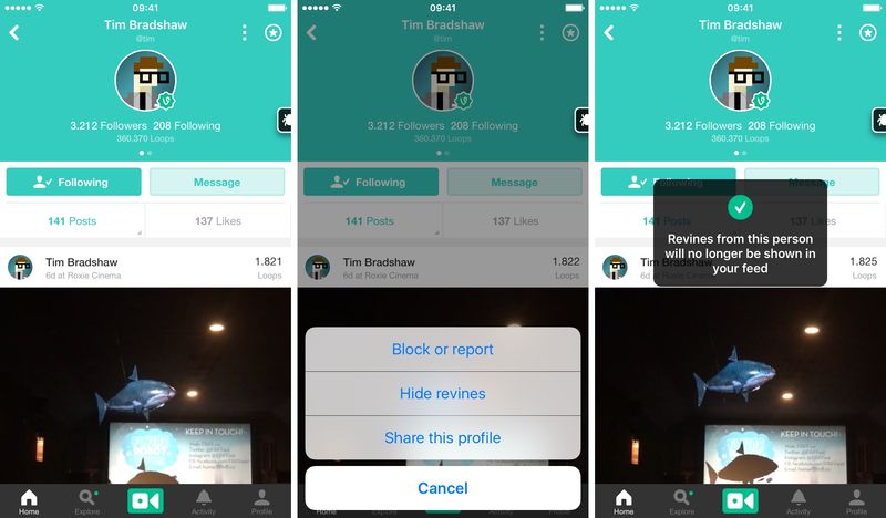 Vine for iOS hide revines iPhone screenshot 001