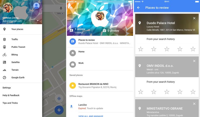 Google Maps 4.7 for iOS View Your Places iPhone screenshot 002