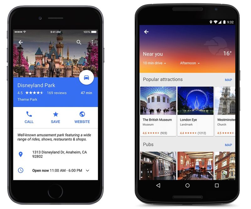Google Maps for iOS (Info sheet and Explore, Material Design 001)