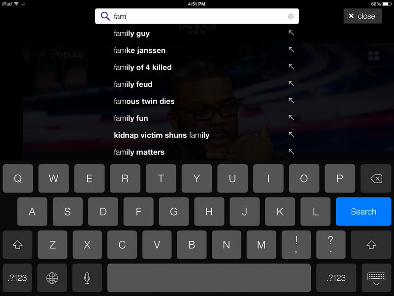 Yahoo screen 1.1 for iOS (iPad screenshot 003)