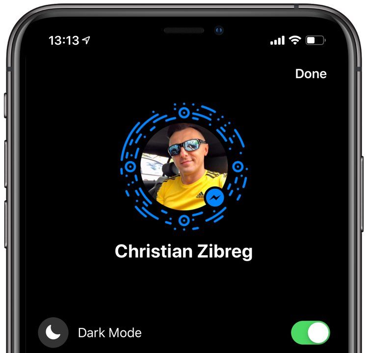 Mode sombre de Facebook Messenger