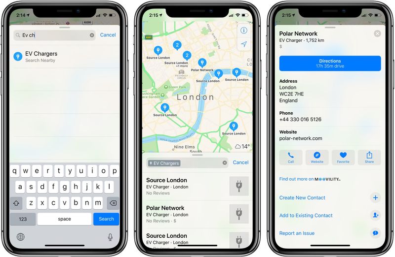 Google Maps EV Charging station locations