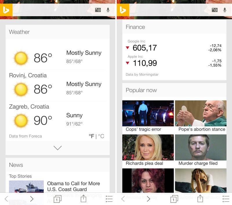 Bing Search 5.7 for iOS iPhone screenshot 002
