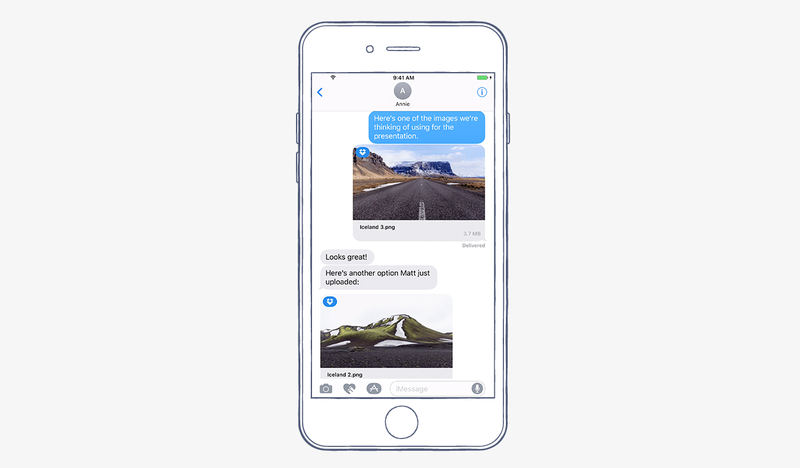 Dropbox iOS iMEssage integeration