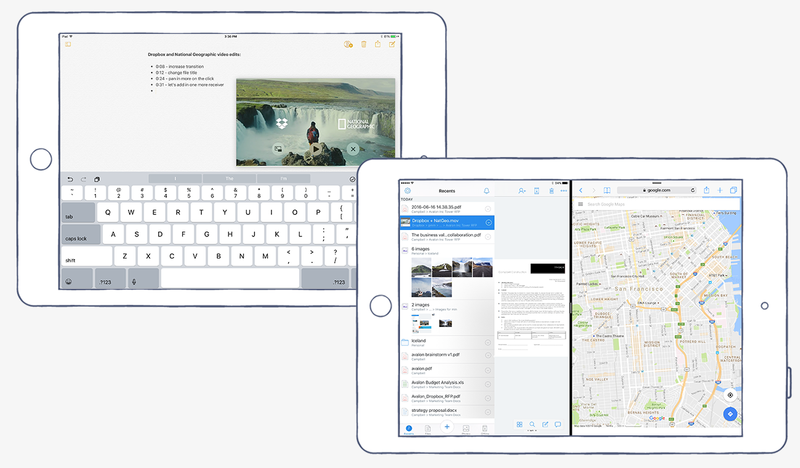 Dropbox iOS share screen iPad
