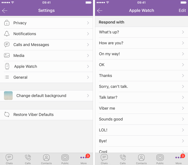 Viber pour Apple Watch capture d