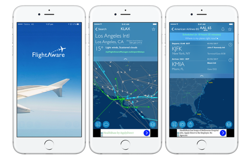 applications de suivi de vol pour iphone - flightaware
