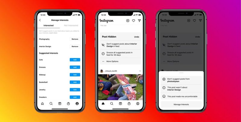 Promotional image showing suggested posts in the main Instagram feed on iPhone