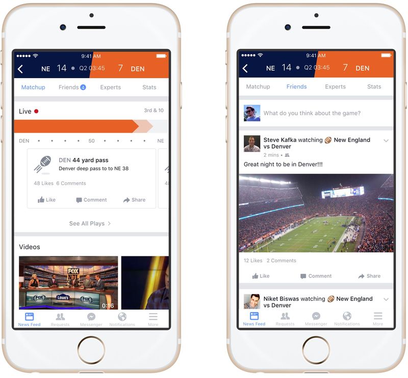 Facebook sports section iPhone screenshot 001