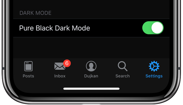 Si vous possédez un iPhone X, activez le mode Pure Black Dark dans Apollo