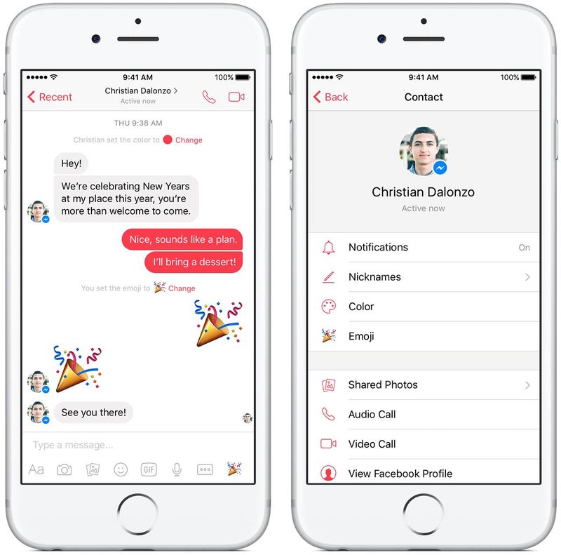 Facebook Messenger chat customization iPhone screenshot 001
