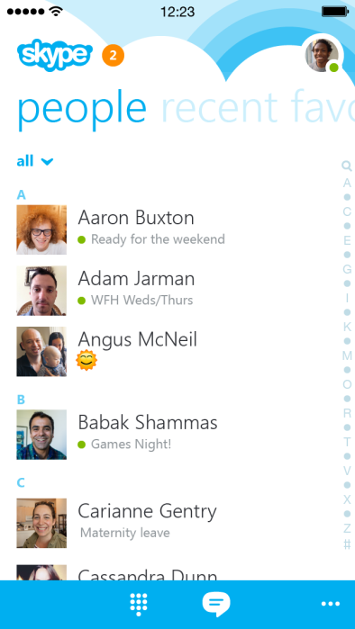 Skype 5.0 for iOS (iPhone screenshot 001)