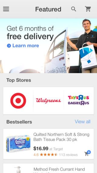 Google Shopping Express (iPhone screenshot 002)