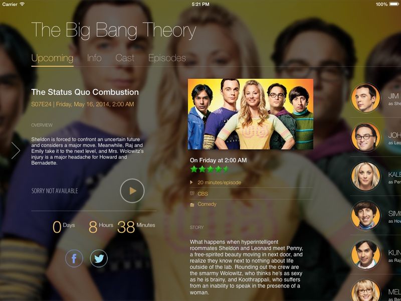 TeeVee 3.0 for iOS (iPad screenshot 003, Without Sidebar)