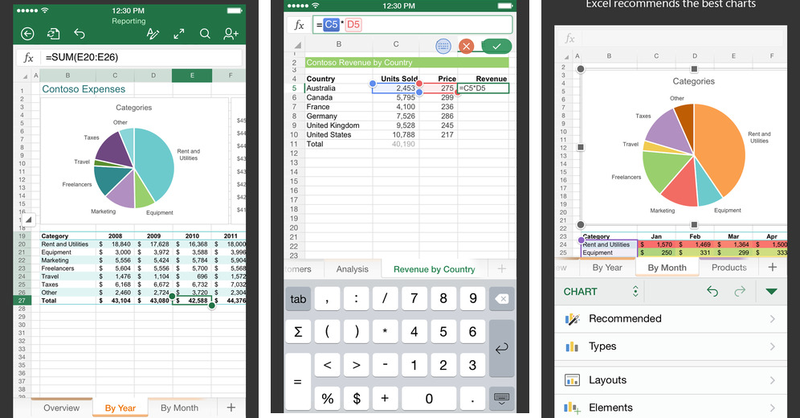 Microsoft Excel 1.2 for iOS (iPhone screenshot 001)