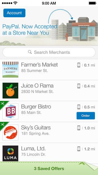 PayPal 5.2 pour iOS (capture d
