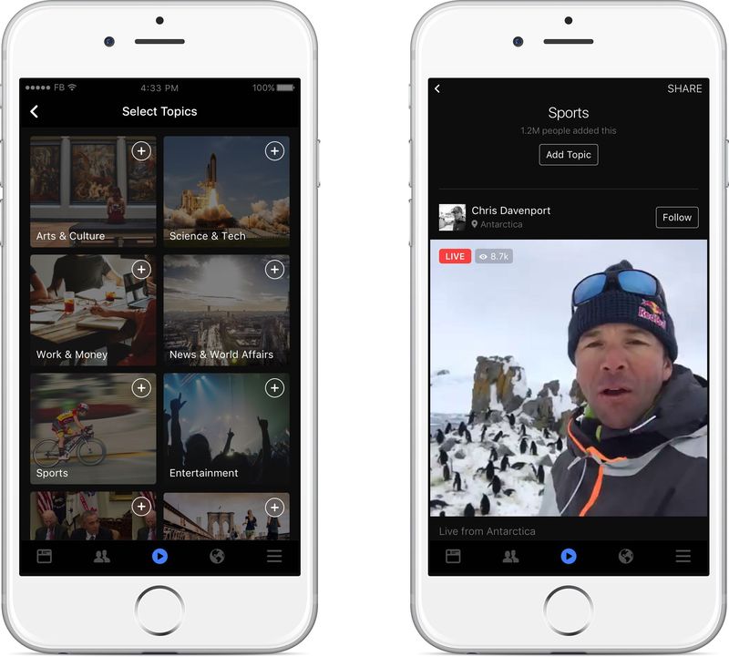 Facebook Live feeds iPhone screenshot 001