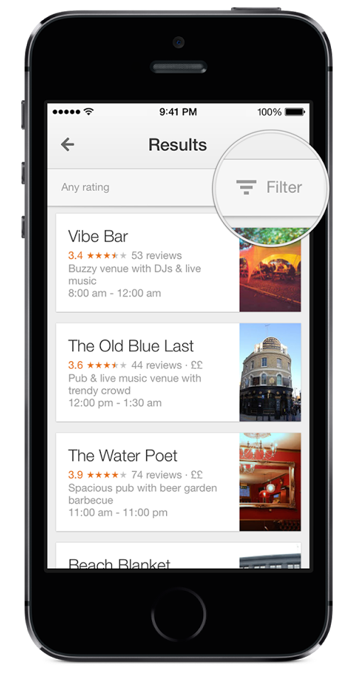 Google Maps 3.0 for iOS (Local Search Filters)