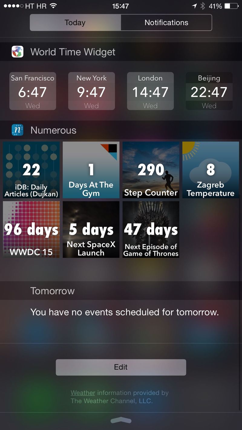 Numerous 2.2 for iOS Today widget