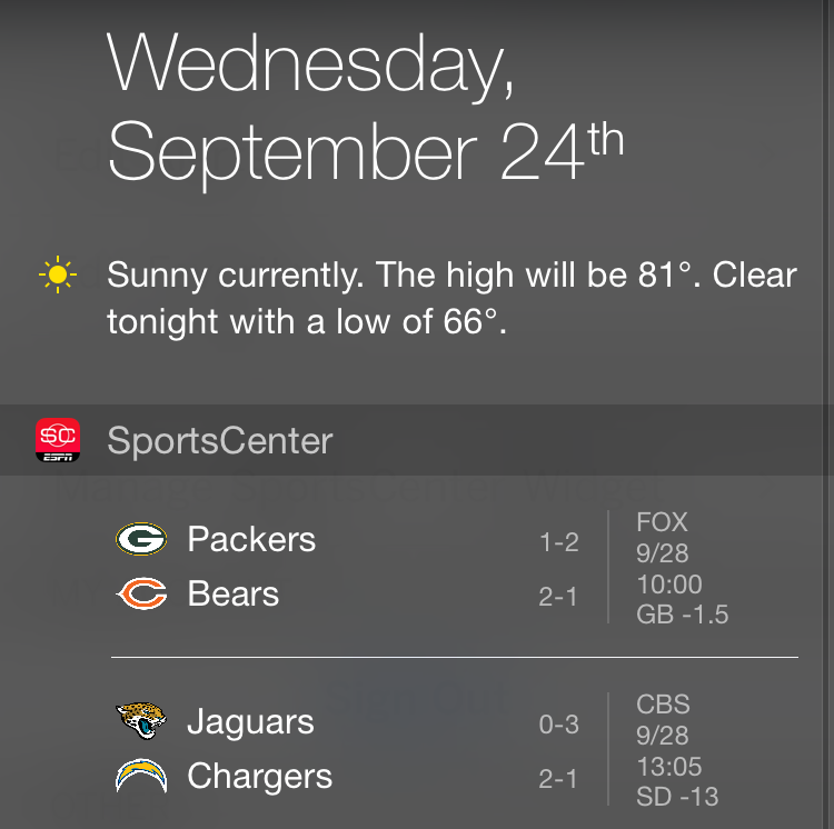 Espn sports center notification center widget
